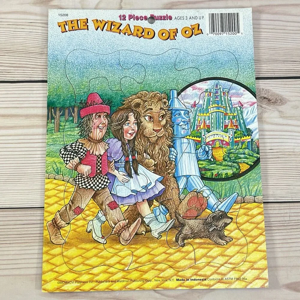 VTG 90s Playmore Kids Tray Puzzle Lot of 4 Wizard Oz Mother Goose Weather 12 Pcs